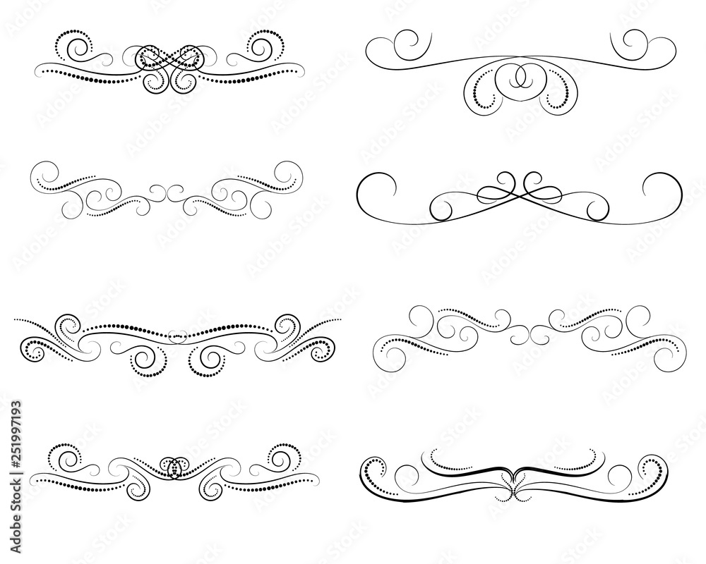 Set of decorative florish dividers, borders Set of decorative florish dividers, borders