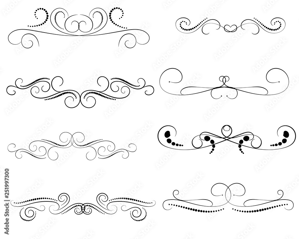 Set of decorative florish dividers, borders Set of decorative florish dividers, borders