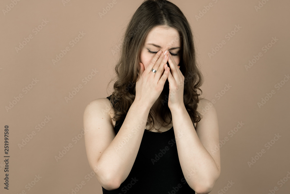 Girl with emotions sad anger mad scream Girl with emotions sad anger mad scream