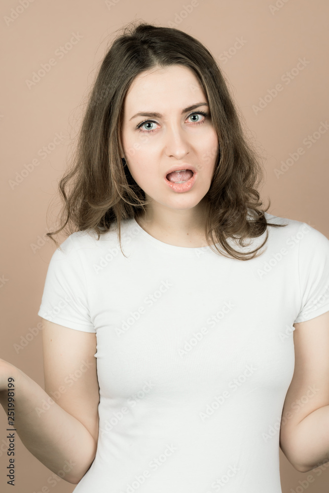 Girl with emotions sad anger mad scream Girl with emotions sad anger mad scream
