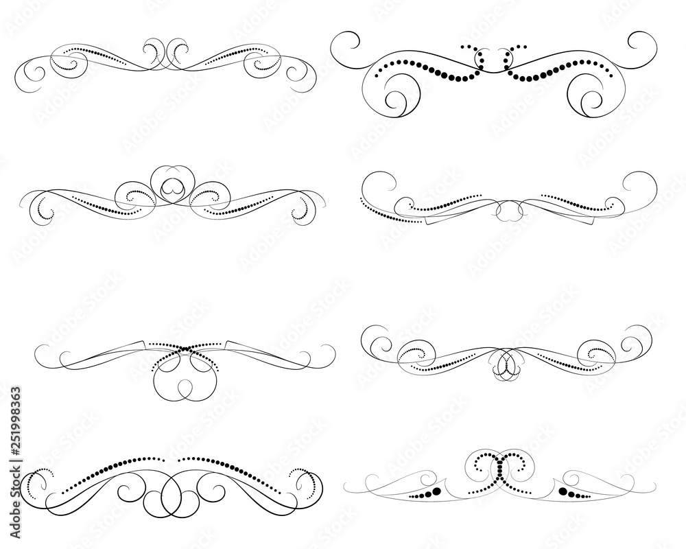 Set of decorative florish dividers, borders Set of decorative florish dividers, borders