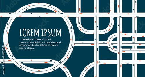 Busy highway road junction minimalistic banner.