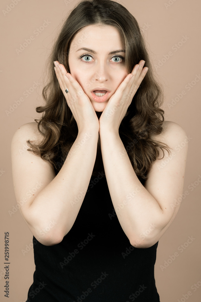 Girl with emotions sad anger mad scream Girl with emotions sad anger mad scream