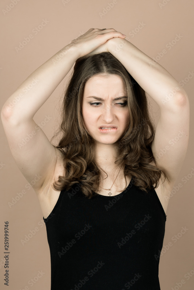 Fototapeta premium Girl with emotions sad anger mad scream