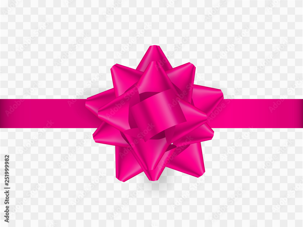 Pink tape with bow on transparent background. Vector illustration Pink tape with bow on transparent background. Vector illustration