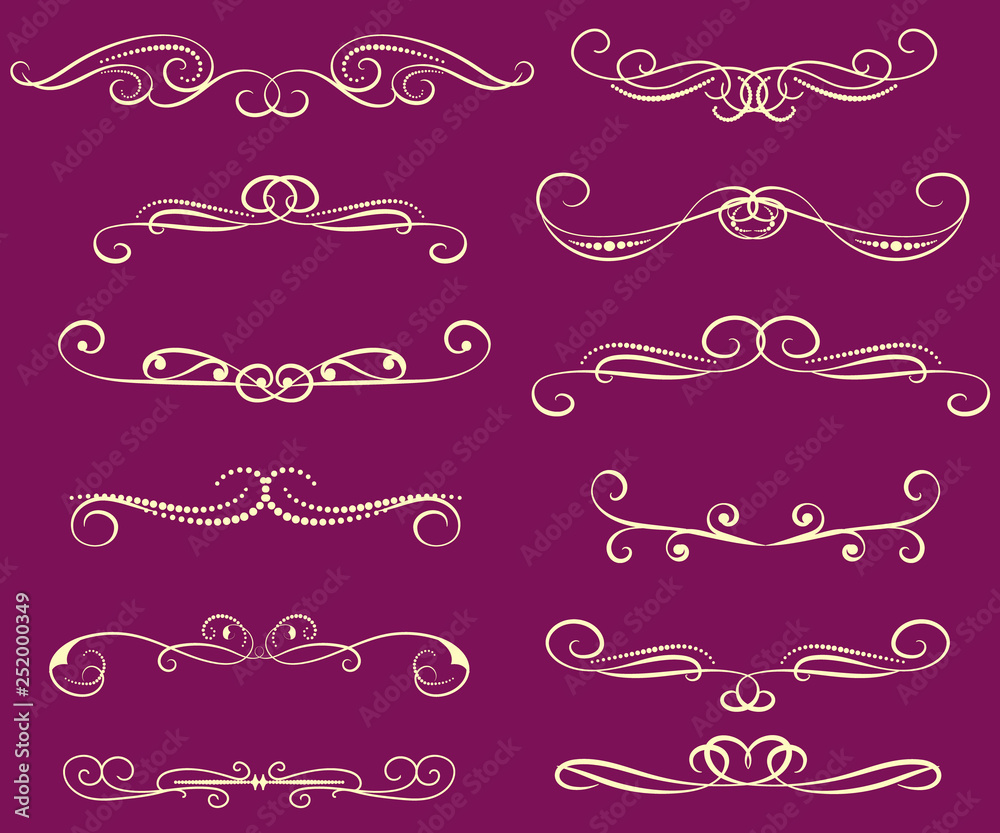 Set of decorative florish dividers, borders Set of decorative florish dividers, borders