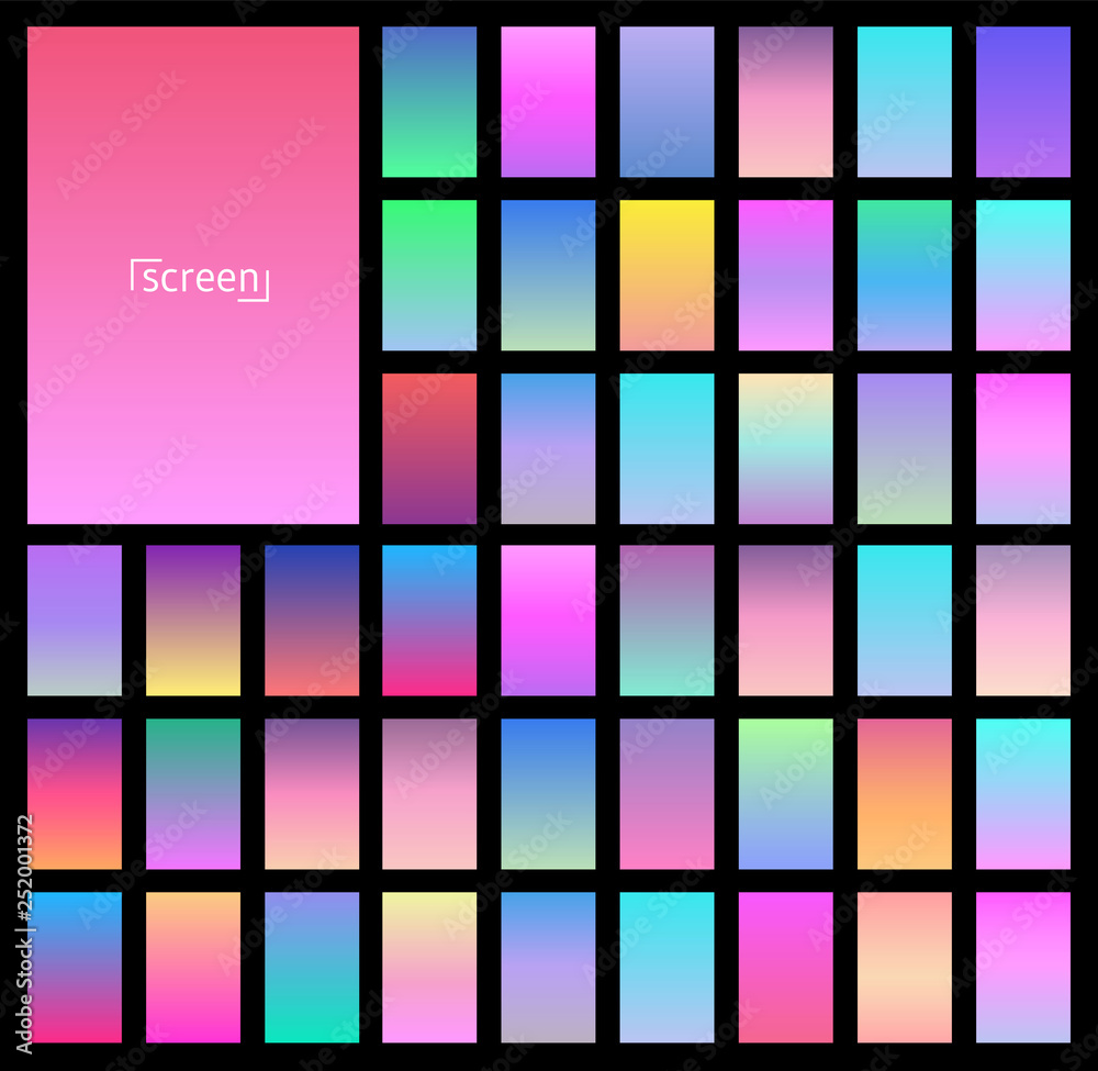 Modern screen vector design for mobile app. Collection of soft color background gradient. Plates with gradient effect. Vector illustration
