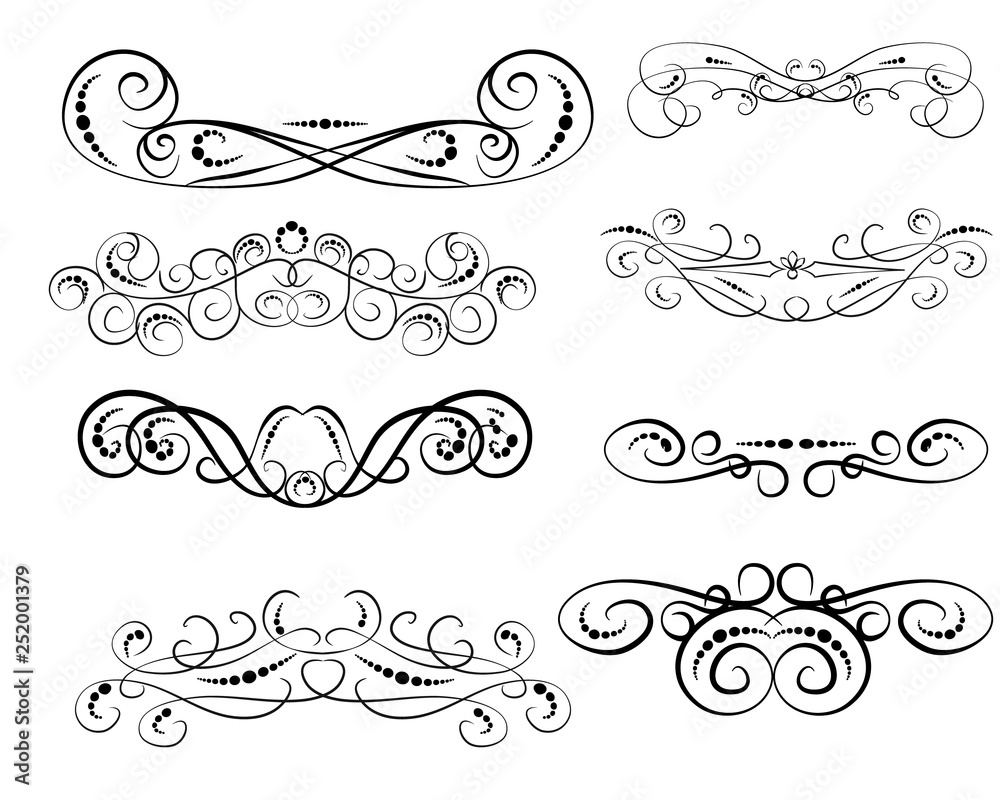 Set of decorative florish dividers, borders Set of decorative florish dividers, borders
