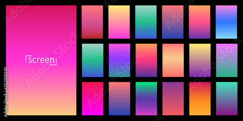 Modern screen vector design for mobile app. Collection of soft color background gradient. Plates with gradient effect. Vector illustration
