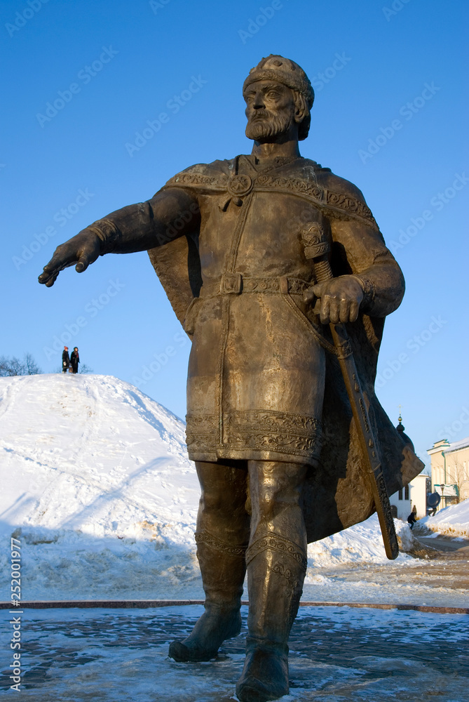 Fototapeta premium Kremlin in Dmitrov, old historical town in Moscow region, Russia. Color winter photo. Popular landmark.