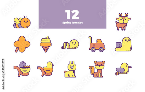 Spring Bundle Set Icon with Stroke