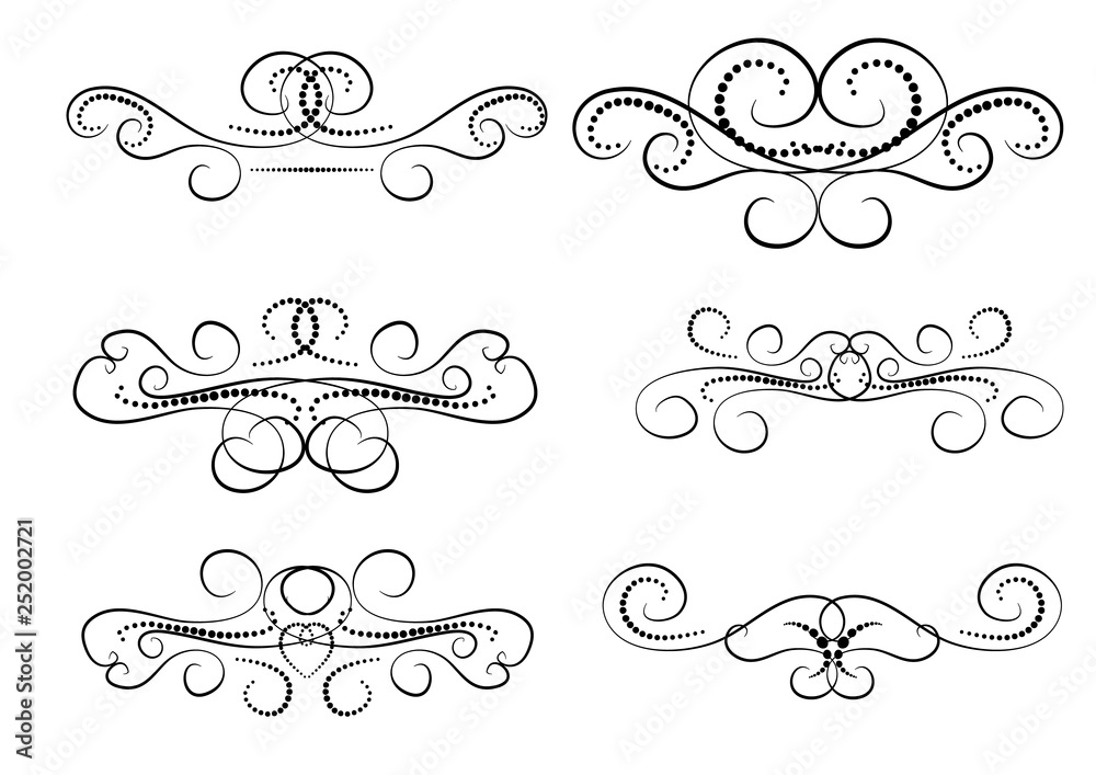 Set of decorative florish dividers, borders Set of decorative florish dividers, borders