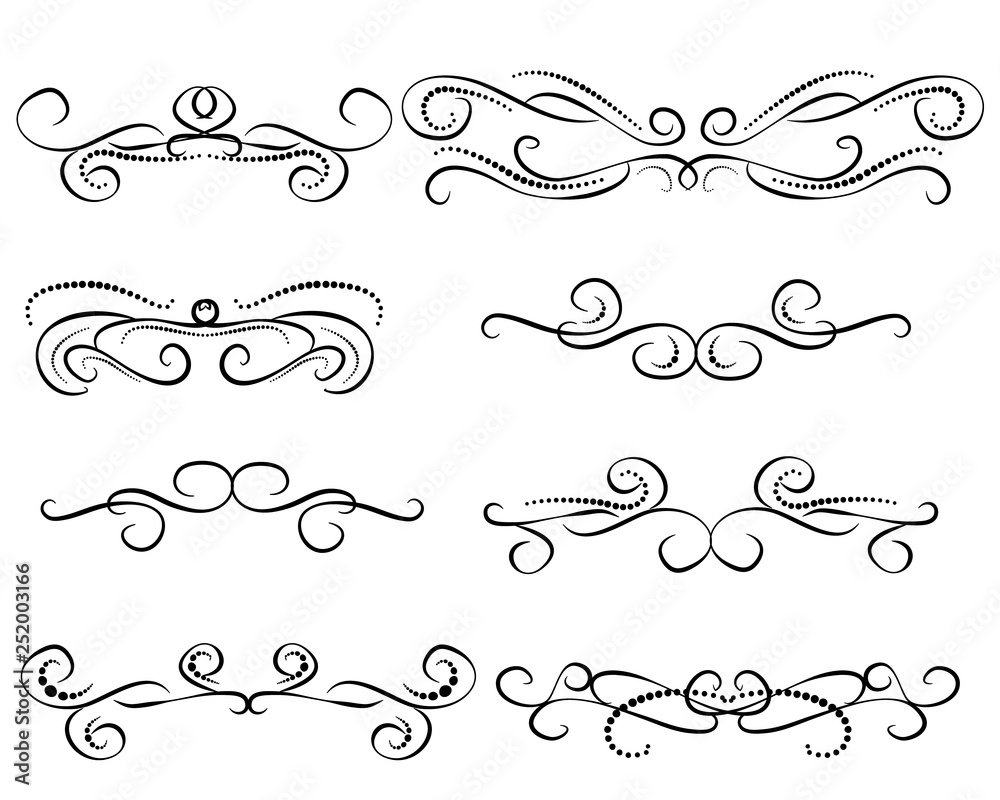 Set of decorative florish dividers, borders Set of decorative florish dividers, borders