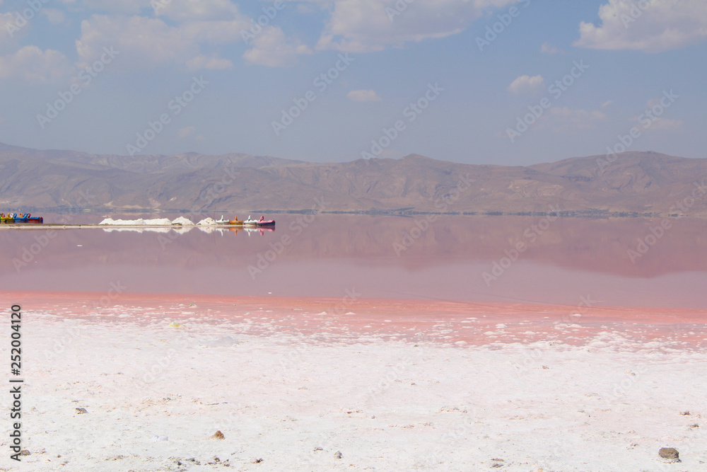 Maharlu Lake, a salt lake near Shiraz, Iran