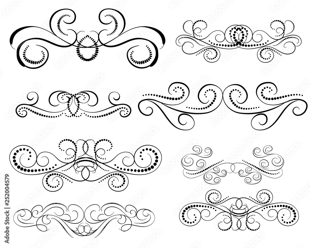 Set of decorative florish dividers, borders Set of decorative florish dividers, borders