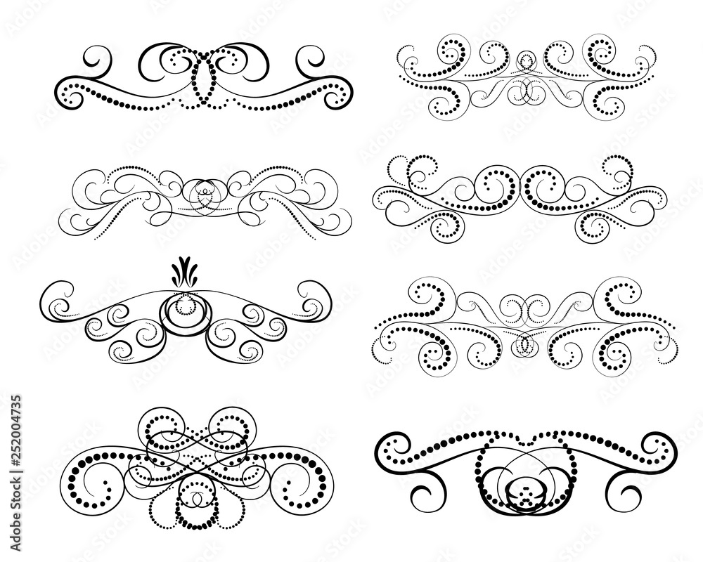Set of decorative florish dividers, borders Set of decorative florish dividers, borders