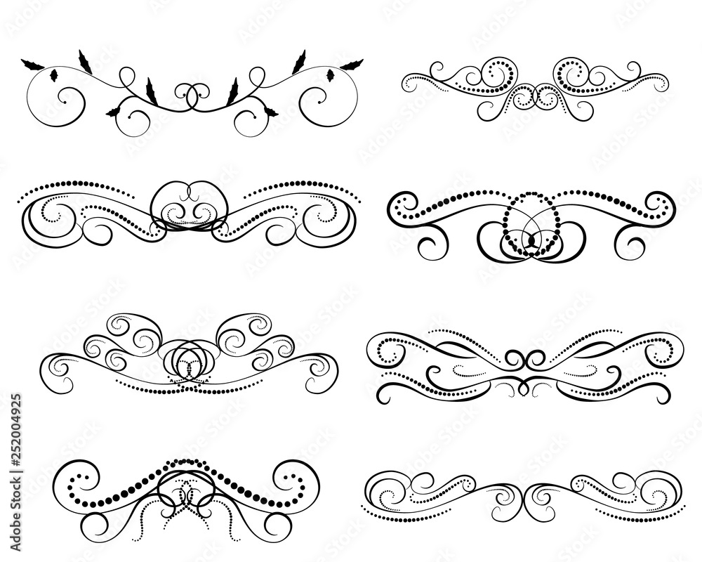 Set of decorative florish dividers, borders Set of decorative florish dividers, borders