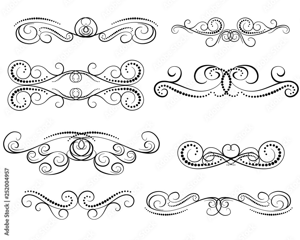 Set of decorative florish dividers, borders Set of decorative florish dividers, borders