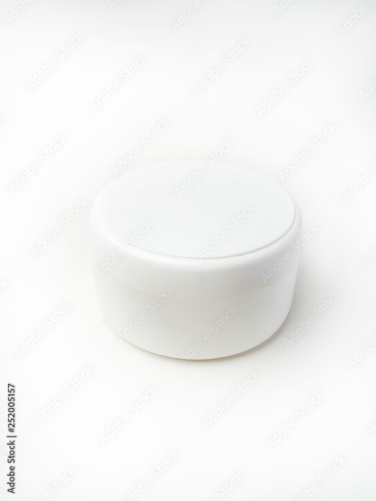 White Plastic Cream Jar. Face Cosmetic Container. Bottle for Body Creme or Lotion. White Plastic Cream Jar. Face Cosmetic Container. Bottle for Body Creme or Lotion.