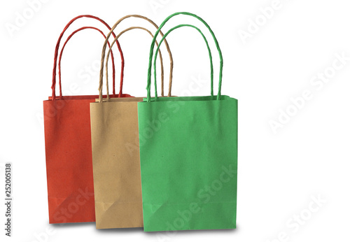  paper shopping bag on white background.