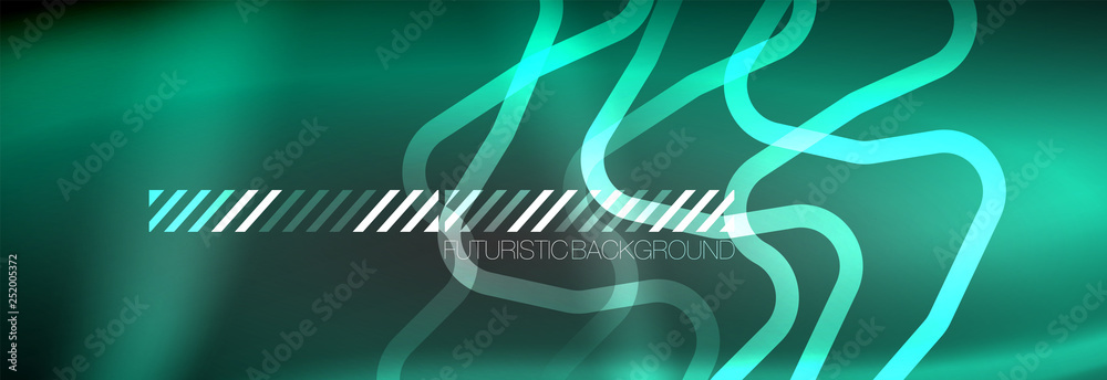 Glowing neon abstract lines, techno futuristic template Glowing neon abstract lines, techno futuristic template