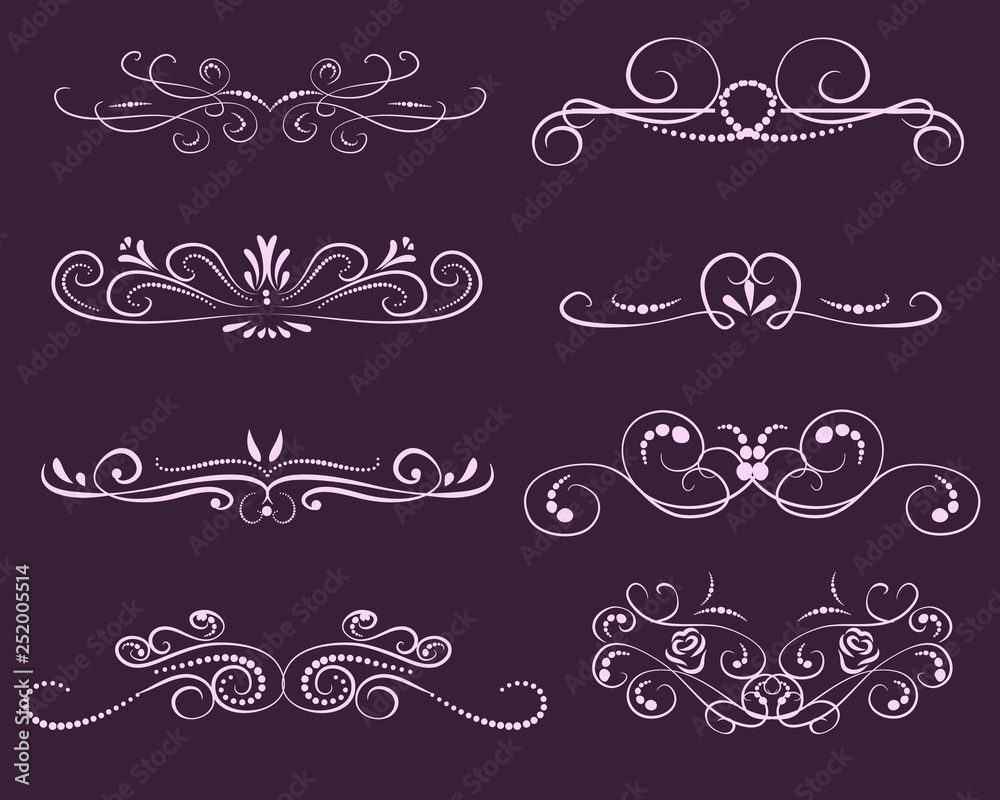 Set of decorative florish dividers, borders Set of decorative florish dividers, borders