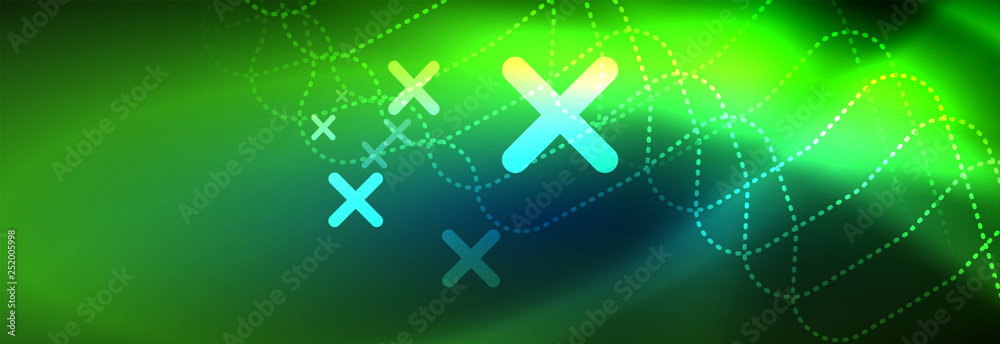 Neon glowing techno lines, hi-tech futuristic abstract background template with square shapes Neon glowing techno lines, hi-tech futuristic abstract background template with square shapes