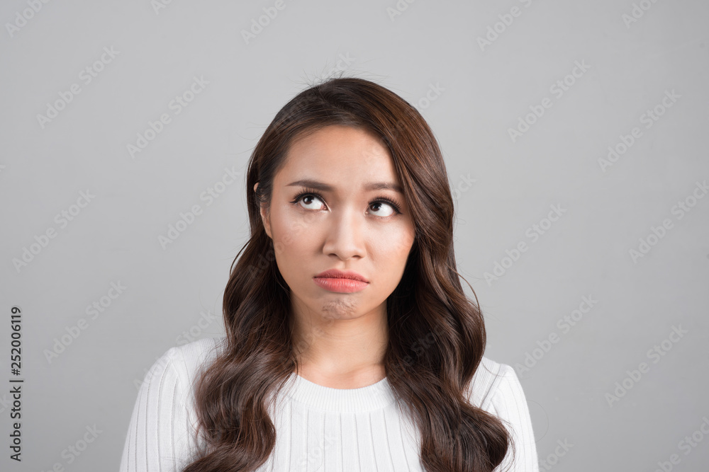 confused or sad woman. emotional girl isolated on white background. emotional girl isolated on white background. confused or sad woman. emotional girl isolated on white background. emotional girl isolated on white background.