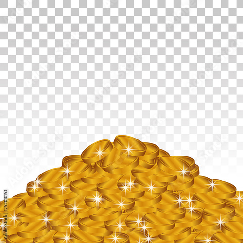 treasure of pile of many group golden coin shiny metal