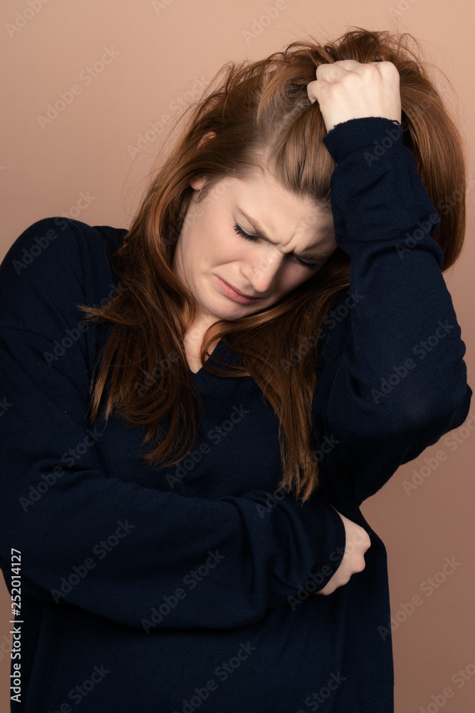 Girl with emotions sad anger mad scream Girl with emotions sad anger mad scream