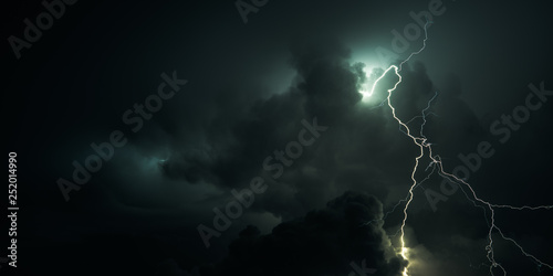 Lightning over the stormy clouds