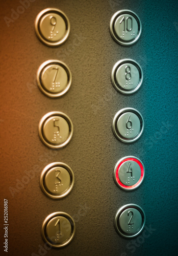 in the Elevator of a ten-storey building pressed the button of the fourth floor, which is highlighted in red