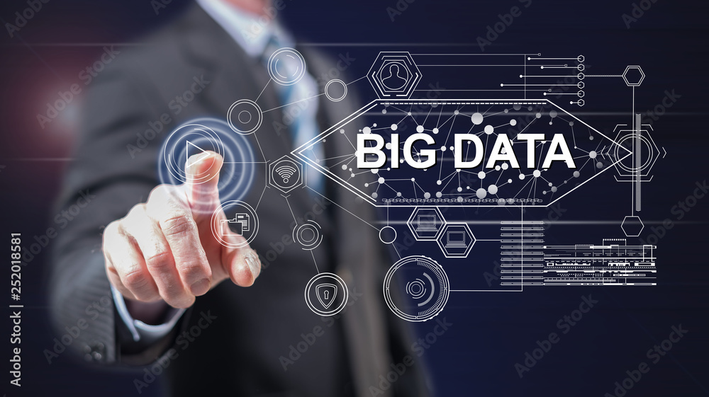 Man touching a big data concept Man touching a big data concept