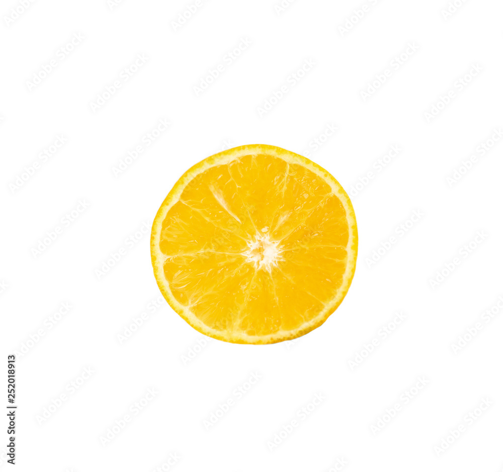 Slice orange fruit on isolated white background. Slice orange fruit on isolated white background.