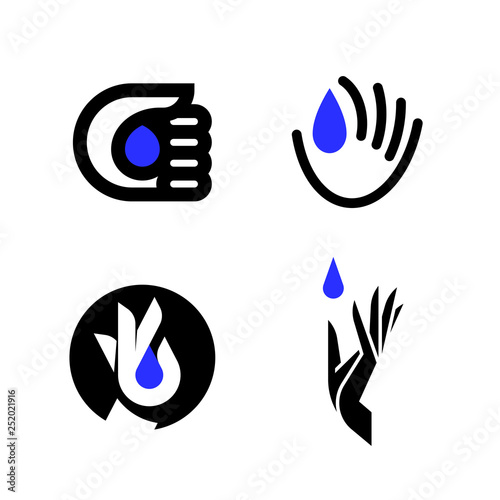 Wallpaper Mural Elegant vector logo mark template or icon of blue drop in hand Torontodigital.ca