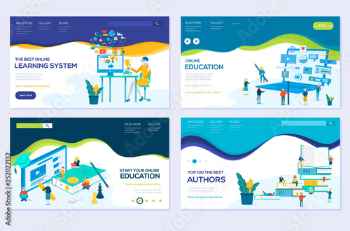 illustration of e-learning, e-book, online education modern vector concepts. Set of web page design templates. Banners website and mobile website development