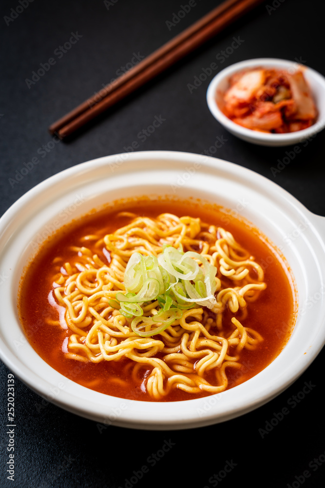 korean spicy instant noodles with kimchi korean spicy instant noodles with kimchi