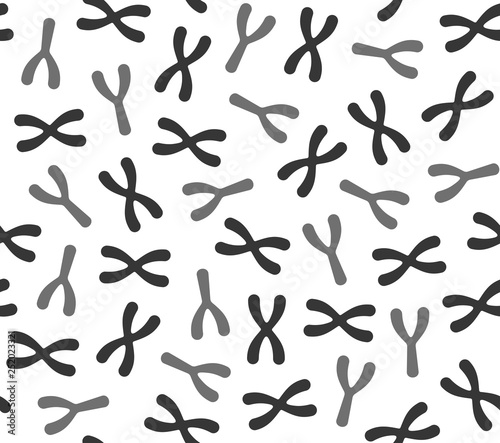 Seamless Chromosomes Pattern on White Background. Vector photo