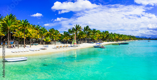 Tropical paradise - beautiful Mauritius island with white beaches and turquoise sea