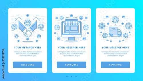 Vertical banners flat thin line icons vector illustration.