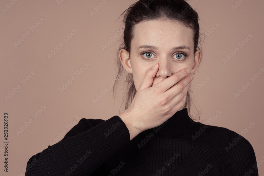 Girl with emotions sad anger mad scream