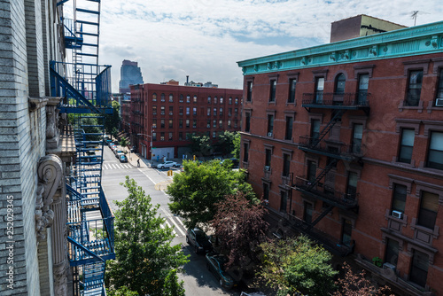 Overview of a street in Harlem, in New York City, USA