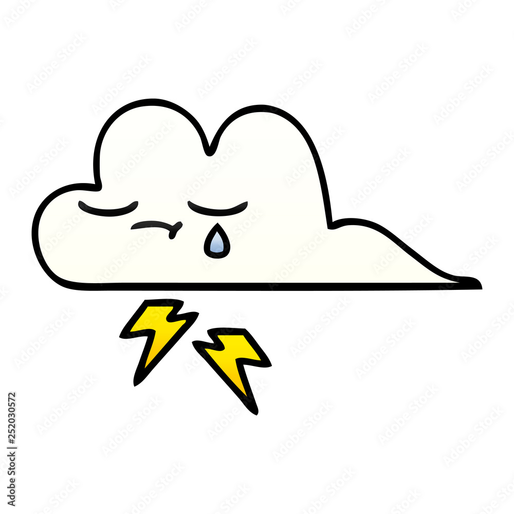 gradient shaded cartoon thunder cloud gradient shaded cartoon thunder cloud