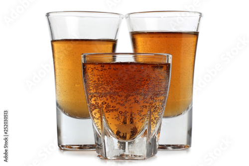 Vintage glass goblet for whiskey on white background