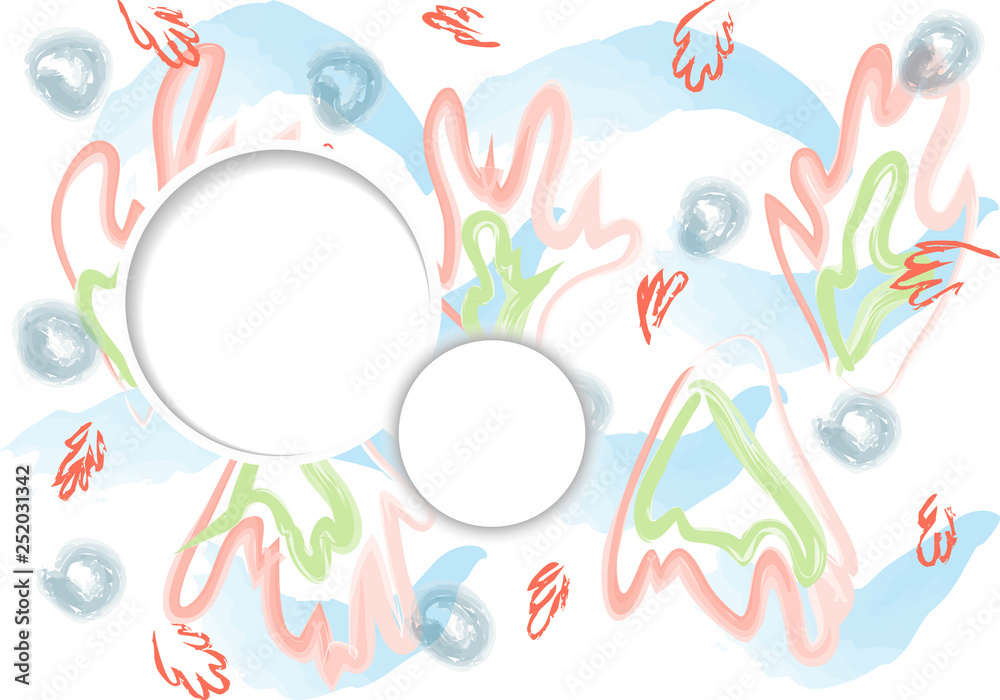 Naklejka premium Creative surreal art header with different shapes and textures. Collage. Vector