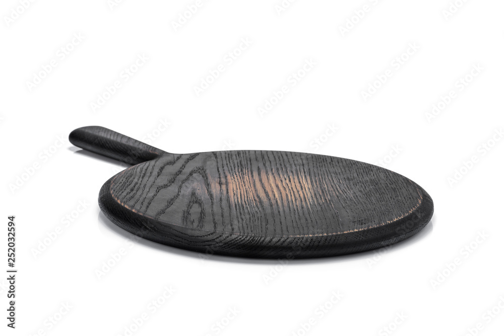 One black wooden cutting Board on white background. Iisolate on white One black wooden cutting Board on white background. Iisolate on white