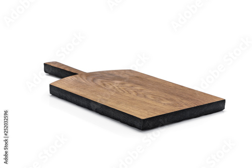 One wooden cutting Board on white background. Iisolate on white