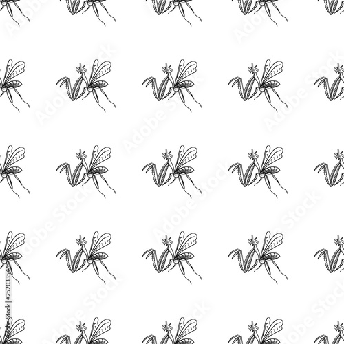 mantis seamless pattern isolated on white background © fiodarpiatrykin