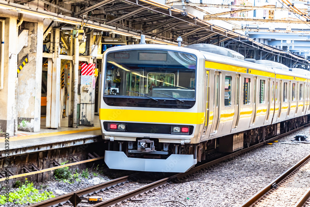 Modern train in Tokyo railway station, Japan