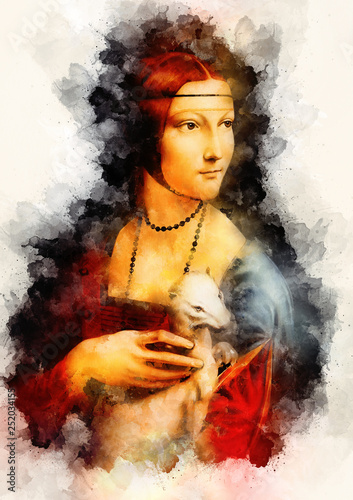 Slika na platnu My own reproduction of painting Lady with an Ermine by Leonardo da Vinci